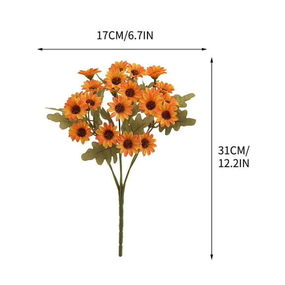Beautynvta Artificial Daisy Flower, Spring Faux Daisy Bouquet, Fake Daisy Flowers, Cemetery Flowers, Realistic Plastic Silk Flowers for Vase Fillers, Home Decor, Orange