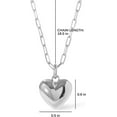 thumbnail image 5 of Tilga Lev Puffy Heart Necklace for Women - Paperclip Chain w/ 14K Gold Plated & Silver Rhodium Plated Small Puffed Heart Pendant - Hypoallergenic, Water-Resistant, Tarnish-Free Jewelry, 5 of 6