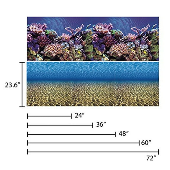 Vepotek Aquarium Background Ocean Seabed /Coral Reef Double sides (72X24H)