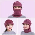 thumbnail image 2 of Womens Winter Warm Elastic Soft Ear Protection Knitted Scarf Mask hat Fleece Lined Beanie Hat one-Piece hat, 2 of 3