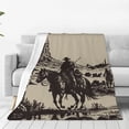 thumbnail image 1 of Balery Western Desert Cowboy Manta de Felpa Suave y Acogedora – Cobija de Franela Aterciopelada para Cama, Lavable y Cálida para Sofá, Mascotas, Transpirable-80"x60", 1 of 7