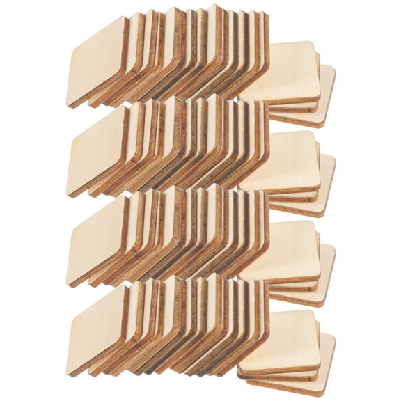 300 Pcs Wood Slices DIY Crafts Decor Craft Tiles Square Cutout Tiles Unfinished DIY Plaque