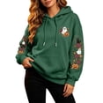 thumbnail image 2 of Hoodies for Women Goth Halloween Ghost Pumpkin Floral Graphic Pullover Hooded Sweatshirt Streetwear Holiday Top Fall Winter Oversized Sweatshirts with Kangaroo Pocket Army Green 2XL, 2 of 4
