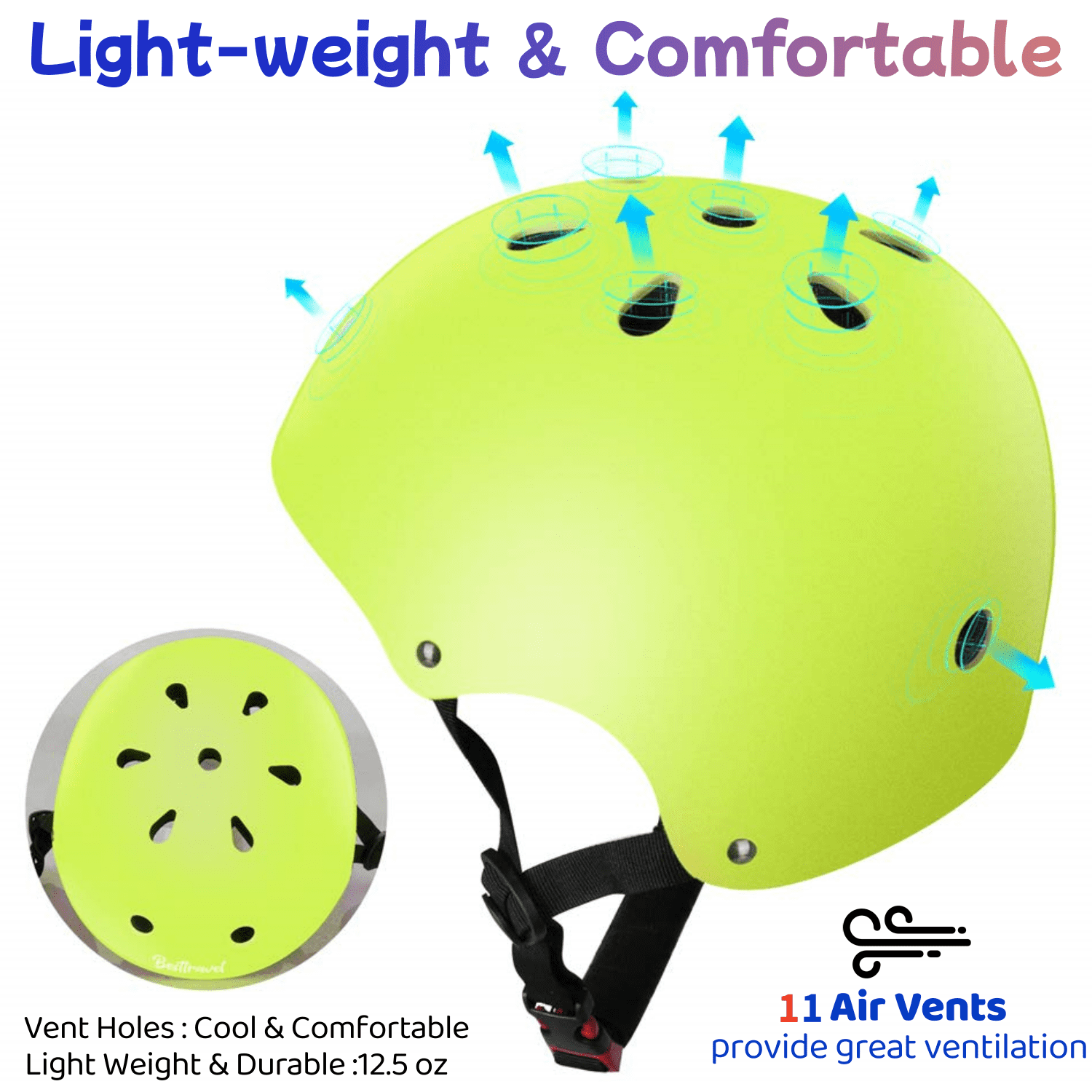 Besttravel Kids Bike Helmet, Toddler Bicycles Helmets for Ages 3-8 Years Boys Girls, Multi-Sport Kids Helmet for Bicycles Skateboarding Scooter Balance, Green