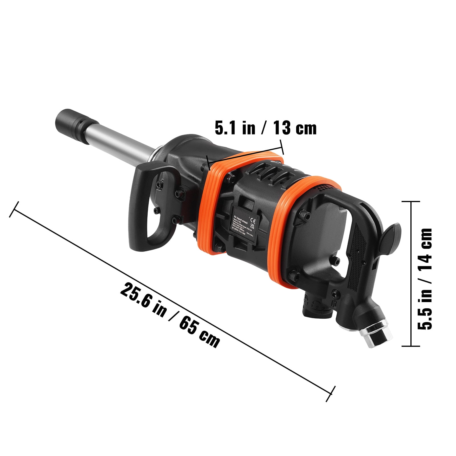 VEVOR 1 Inch Air Impact Wrench, Up to 5175 ft-lbs Beast Reverse Torque Output Pneumatic Impact Gun w/ 8 Inch Extended Anvil for Repairs and Maintenance