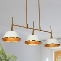 LNC Idaikos 3-Light Polished Gold and White Modern Linear Hanging Kitchen Island Light