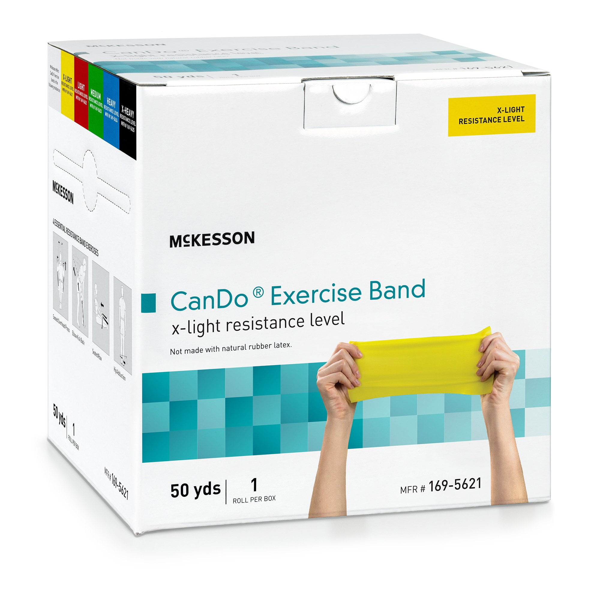 McKesson CanDo Exercise Resistance Band Yellow X-Light Resistance 5" x 50 Yd. 169-5621, 1 Each