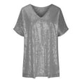 thumbnail image 4 of Plus Size Sequin Tops for Women Sparkly Blouses Dressy Casual Loose Fit Sexy Deep V Evening Party Shirts, 4 of 6