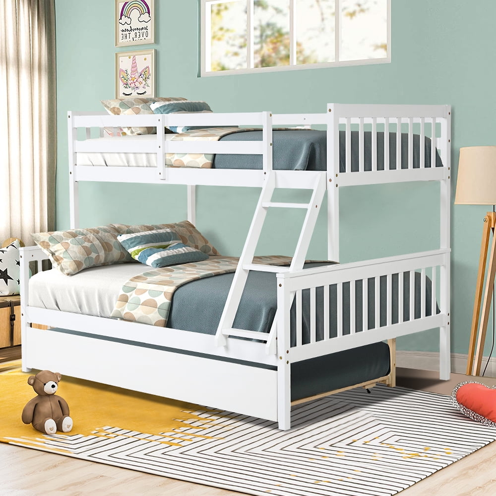 Twin Over Full Bunk Bed With Trundle Solid Wood Bed Frame With Twin