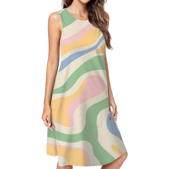 Pastel Swirls Abstract Design Art Dress Elegant Party Dresses Evening Dresses Women Dress Sleeveless Dress Ladies Dresses