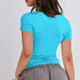 thumbnail image 5 of YDKZYMD Gym Crop Tops for Women Short Sleeve Crew Neck Y2k Tight Shirt Teen Girls Layering Slim Fitted Cute Basic Tee Going Out Trendy Athletic Tops Sky Blue L, 5 of 5