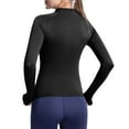 thumbnail image 3 of Mothers Day Gifts! BiZtdJrK Womens Sun Protection Zip Up Workout Jackets Lightweight Long Sleeve Slim Fit Yoga Athletic Tops with Thumb Holes Black S, 3 of 4
