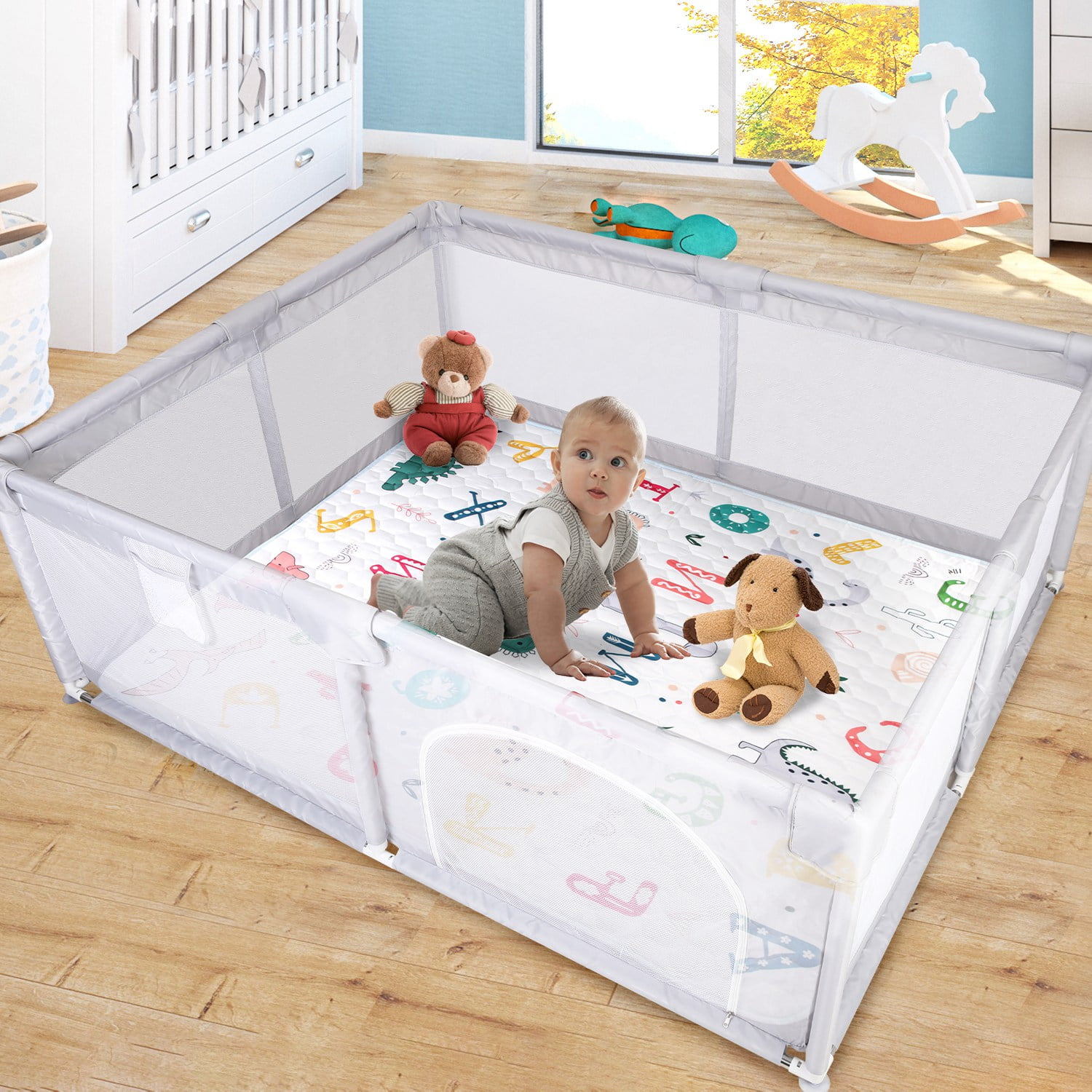 50x50in Foldable Baby Play Mat, iMounTEK Double-Sided Pattern Babies Playmat for Playpen, Baby Crawling Play Mat
