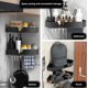 thumbnail image 4 of Estante de ducha de esquina de 2 piezas, estante de baño, almacenamiento de accesorios, estante de pared de aluminio con ganchos para cocina y baño, 4 of 5