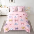 thumbnail image 2 of Castle Fairy Cartoon Bow Bedding Comforter Set,Kawaii Love Heart Print Queen Bedding Sets, 2 of 8