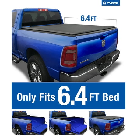 Tyger Auto T1 Soft Roll-up Truck Bed Tonneau Cover Compatible with 2019-2023 Ram 1500 New Body Style | 6 4  Bed | TG-BC1D9047 | Vinyl