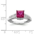thumbnail image 2 of Sterling Silver Simulated Ruby and Cubic Zirconia Ring - Size 7 - Measures 2mm Wide, 2 of 2