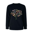 thumbnail image 4 of Wangmeiwg Women's Sweatshirts Women's Hoodies Sweatshirt Casual Round Neck Elegant Dandelion Print Pullover Sweater for Everyday Fashion Dark Blue S, 4 of 5
