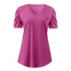 thumbnail image 5 of Top de manga corta con cuello en V para mujer - Color liso, corte holgado, poliéster - Camisa informal y elegante para el día a día y actividades al aire libre, fácil de combinar con leggings, 5 of 5