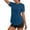 Navy, variant on Women's Crew Neck Short Sleeve Athletic T Shirt Vibrant Fuchsia Tone Solid Curved Hem Casual Top for Daily Wear Summer Vacation Hot Pink M