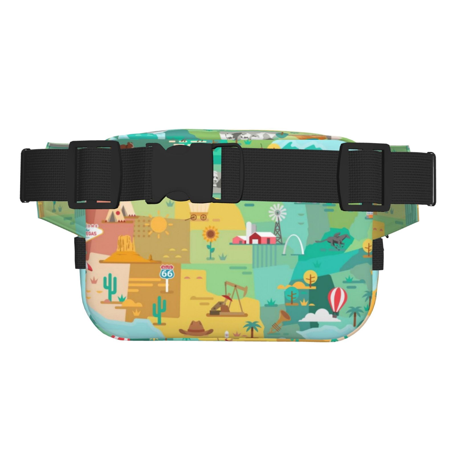 Hirioo USA Tourist Map for Double Layer Waist Bag Adjustable Fanny Pack For Travel Running Hiking