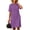 Purple, variant on Guieoi Summer Dresses for Women V-Neck Short-Sleeve Cotton-Linen Casual Straight-Cut Solid-Color Dress with Pockets White S