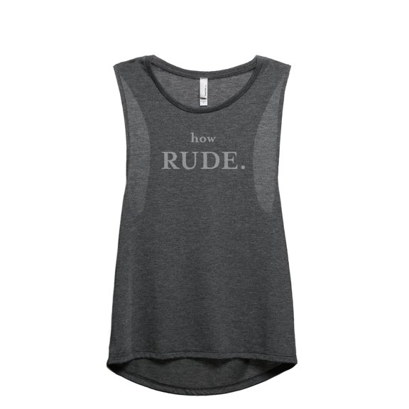 How Rude Women's Fashion Sleeveless Muscle Workout Yoga Tank Top Charcoal Grey Large