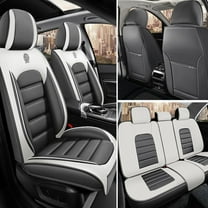 AFUNTIO Leather 5 Seat Covers for Infiniti 99% Models,Car Seat Cushions Full Set,Waterproof Car Sit Protectors,Nonslip Interior Accessories(White and Gray)