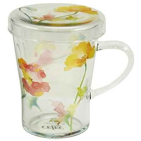 

CELEC Chamiel Tea Mate Heat-resistant glass mug (with tea strainer) Poppy Made in Japan CY11-GT57 300ml// Lid