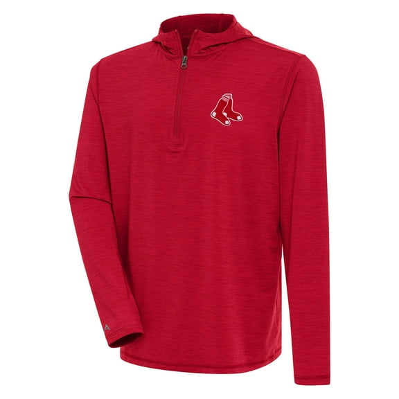 Men's Antigua  Heather Red Boston Red Sox Tidy Quarter-Zip Hoodie