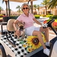 thumbnail image 3 of Golf Cart Seat Covers for 2 Seater,Sunflower Plaid Microfiber Cart Seat Towel Blanket,Black White Checkered Yellow Floral Absorbent Breathable Non Slip Bench Seats Protector for Golf Course 51"x31", 3 of 9