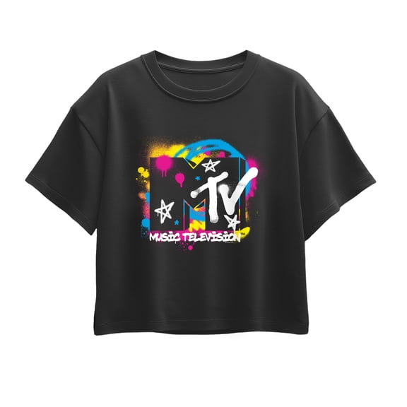 MTV - MTV Logo Spray Paint Short Sleeve Boxy Graphic T-Shirt