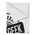 thumbnail image 2 of Geeky Soft Flannel Fleece Throw Blanket, Pattern for Fully Hundred Percent Geeks Grunge Effect Look, Cozy Plush for Indoor and Outdoor Use, 50" x 60", Charcoal Grey and White, by Ambesonne, 2 of 5