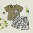 thumbnail image 2 of Baby Boy Summer Outfit Set Retro Camo T-Shirt and Camouflage Shorts Set 2 Piece 6 12 18 24 Months 2T 3T, 2 of 6