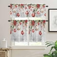 thumbnail image 5 of Christmas Kitchen Curtains and Valances Set, Rod Pocket Curtains Tier Farmhouse Window Curtains 36 Inch Length, Winter Snowflake Flowers Leaves Wooden Grain 3 Piece Kitchen Curtains Set, 5 of 6