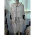 thumbnail image 4 of ZOELNIC Women's Knitted Sleeve Trench Coat Casual Zip Up Hooded Long Overcoat with Pockets, S, 4 of 6