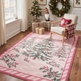 thumbnail image 2 of KUETH 5'x7' Christmas Machine Washable Area Rug, Non-Slip Rugs for Living Room, Bedroom and Dining Area, Pink, 2 of 8