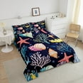 thumbnail image 4 of Erosebridal Colorful Conch Starfish Comforter Sets Queen Size, Underwater World Coral Comforters & Duvets, Reversible 3-Piece, 4 of 8