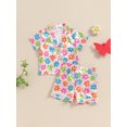 thumbnail image 5 of Aojekbee Baby Shorts Set Short Sleeve Floral/Strawberry/Chicken Print Shirt and Shorts Toddler 2 Piece Outfits, 5 of 10