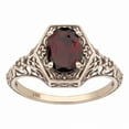 thumbnail image 1 of 10k Yellow Gold Vintage Style Genuine Oval Garnet Filigree Ring, 1 of 5