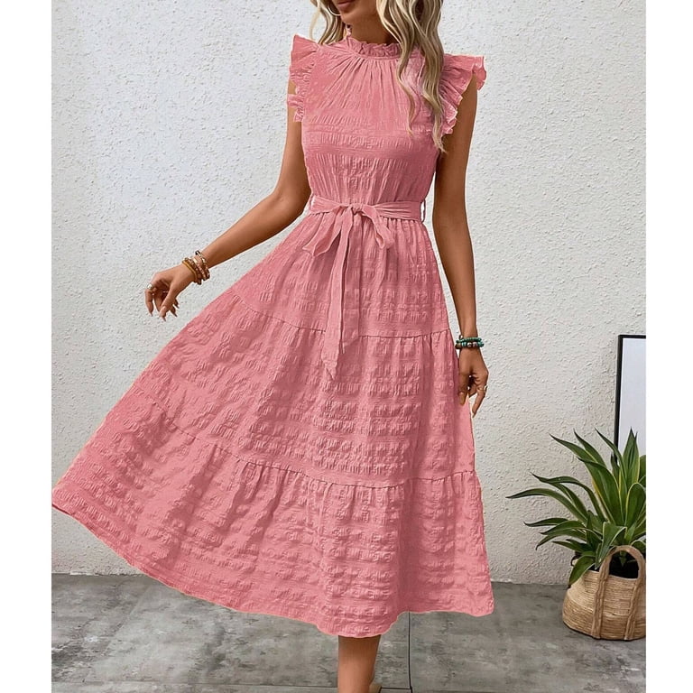 strapless open back dress Hot Pink Ribbed Midi Dress With Side Slits · Filly Flair