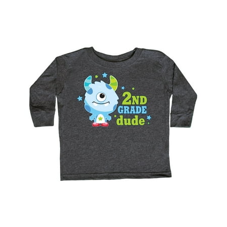 

Inktastic 2nd Grade Dude with Cute Blue Monster Gift Toddler Boy Girl Long Sleeve T-Shirt