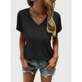 thumbnail image 5 of Women's T Shirts V Neck Casual Short Sleeve Summer Basic Tops Tees, 5 of 5