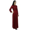 thumbnail image 5 of Bimba Women's Long Sleeve Maxi Mandarin Collar Plain Jilbab Dress With Pockets, 5 of 6