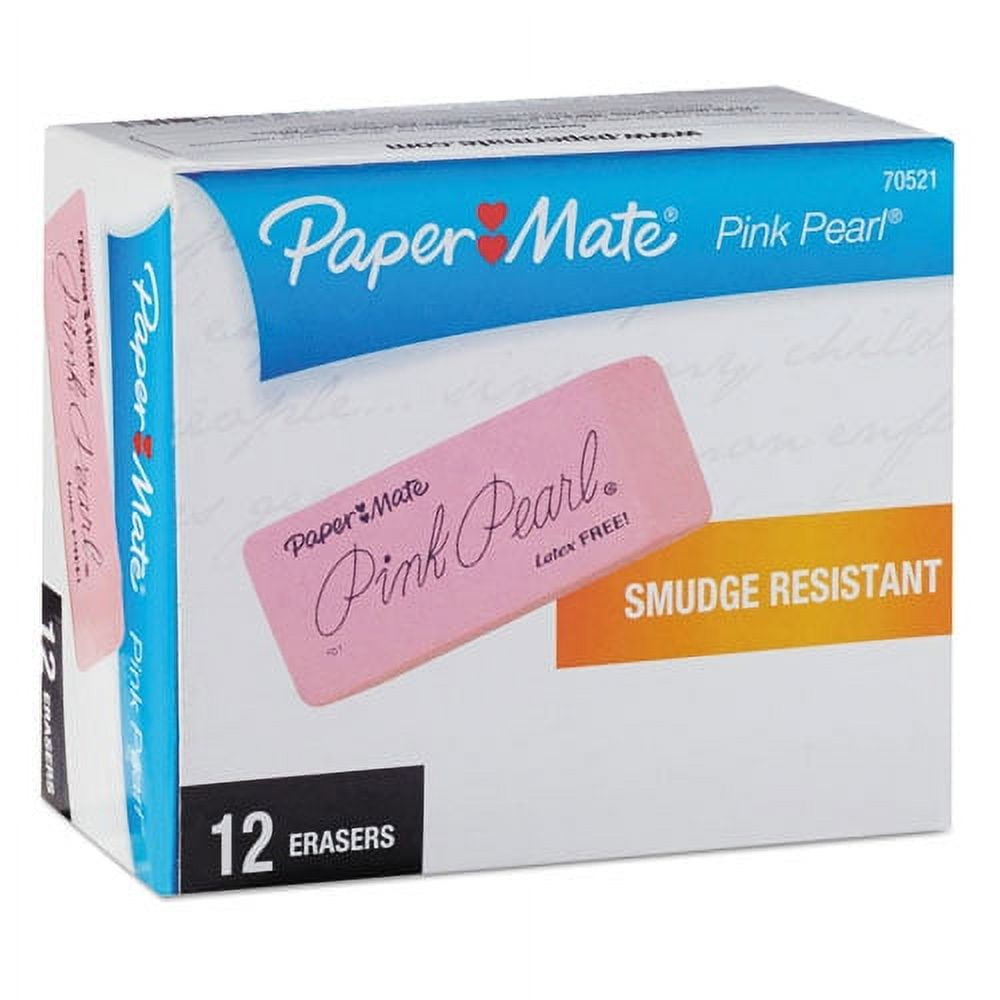 Pink Pearl Eraser, For Pencil Marks, Rectangular Block, Large, Pink, 12/box | Bundle of 5