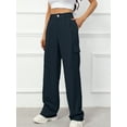 thumbnail image 5 of Chiclily Women Wide Leg Lounge Pants Navy Blue M Work Business Casual High Waisted Palazzo Flowy Trousers with Pockets, 5 of 6
