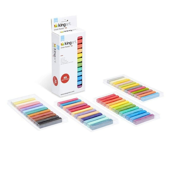 Kingart Studio Colored Square Chalk Pastels, Set of 48 Colors, for All Ages