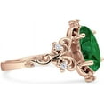 thumbnail image 5 of Art Deco Marquise Filigree Engagement Ring Green Emerald Cubic Zirconia Rose Tone 925 Sterling Silver, Size 7, 5 of 7