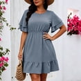 thumbnail image 2 of Dress for Women Ihhxva Plus Size Loose Fit Polka Dot Sundress with Elastic Waist Flutter Sleeve Summer L-5XL, 2 of 7