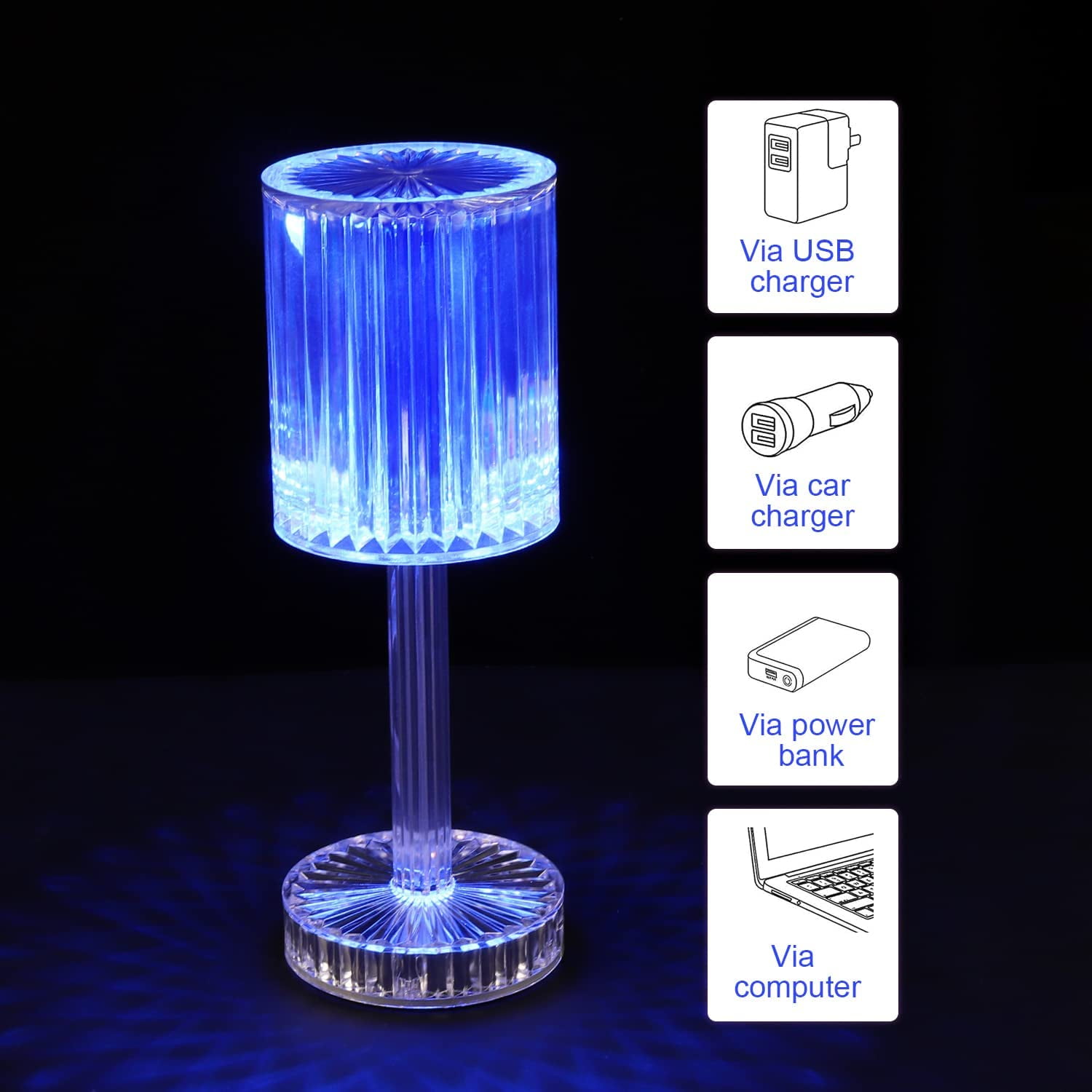 Lampe LED en cristal Rose 16 couleurs, bureau en verre 3D avec contrôle tactile
